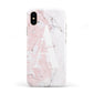 Monogrammed Pink White Ink Marble Apple iPhone XS 3D Tough