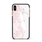 Monogrammed Pink White Ink Marble Apple iPhone Xs Max Impact Case Black Edge on Gold Phone