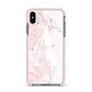 Monogrammed Pink White Ink Marble Apple iPhone Xs Max Impact Case Pink Edge on Black Phone