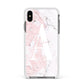 Monogrammed Pink White Ink Marble Apple iPhone Xs Max Impact Case White Edge on Black Phone