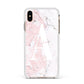 Monogrammed Pink White Ink Marble Apple iPhone Xs Max Impact Case White Edge on Gold Phone