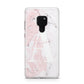 Monogrammed Pink White Ink Marble Huawei Mate 20 Phone Case