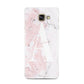 Monogrammed Pink White Ink Marble Samsung Galaxy A3 2016 Case on gold phone