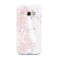 Monogrammed Pink White Ink Marble Samsung Galaxy A3 2017 Case on gold phone