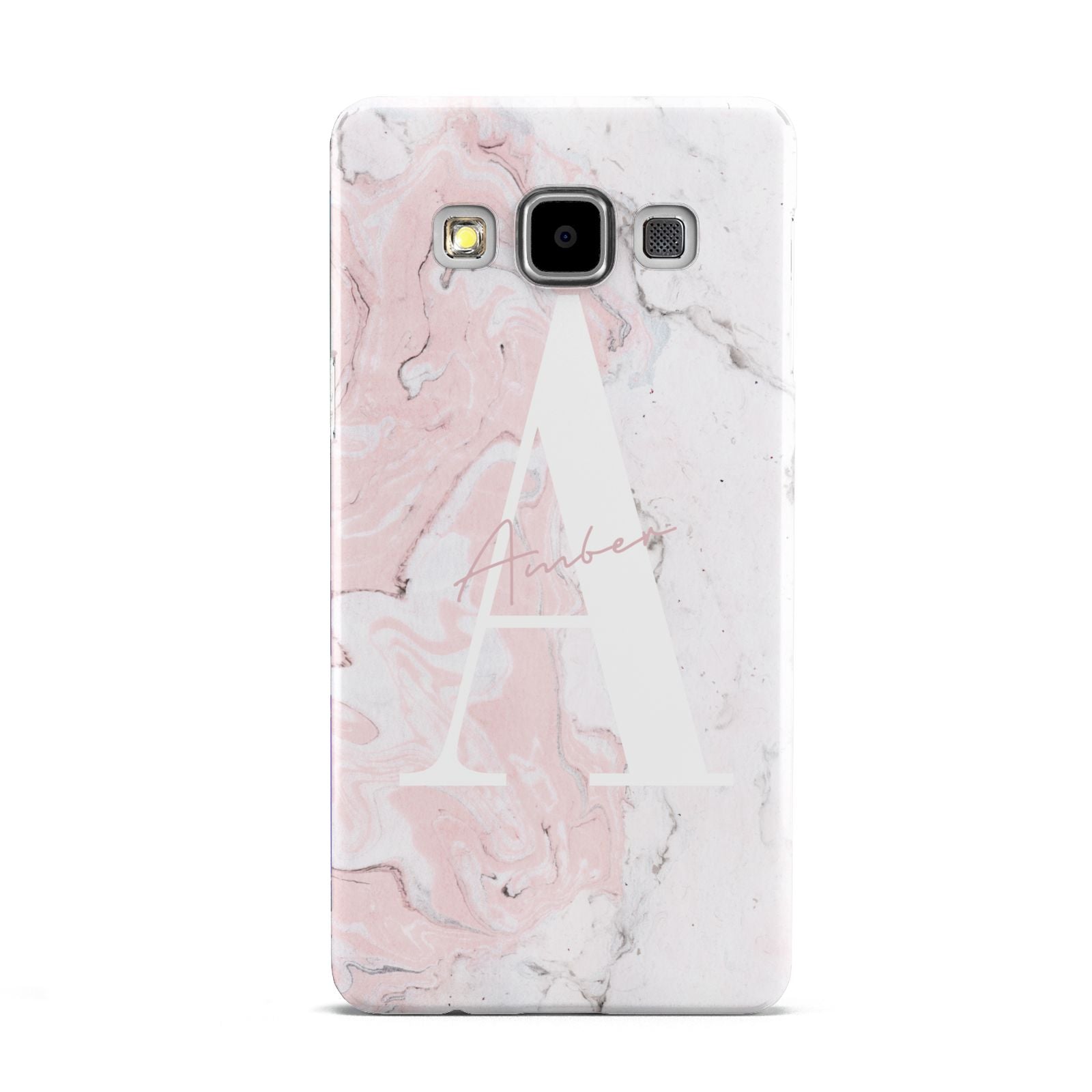 Monogrammed Pink White Ink Marble Samsung Galaxy A5 Case