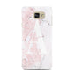 Monogrammed Pink White Ink Marble Samsung Galaxy A7 2016 Case on gold phone