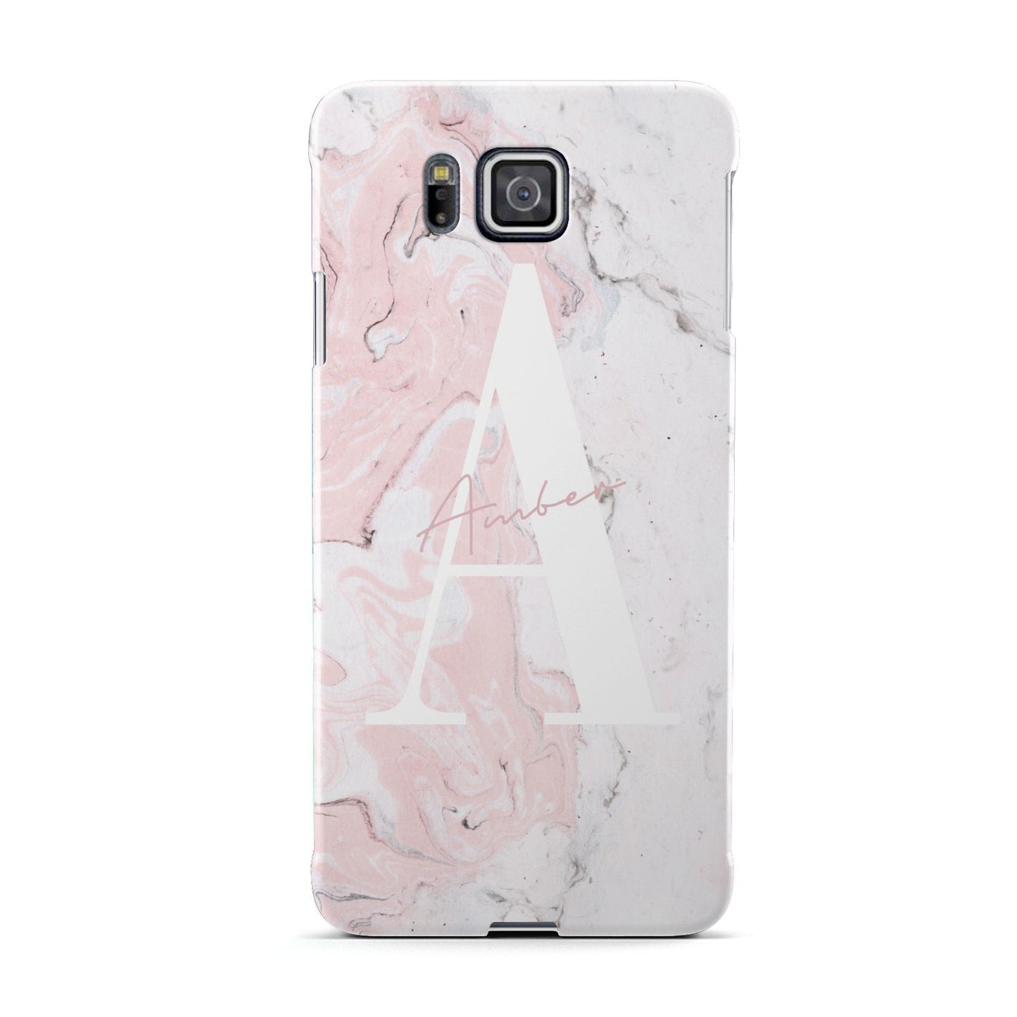 Monogrammed Pink White Ink Marble Samsung Galaxy Alpha Case
