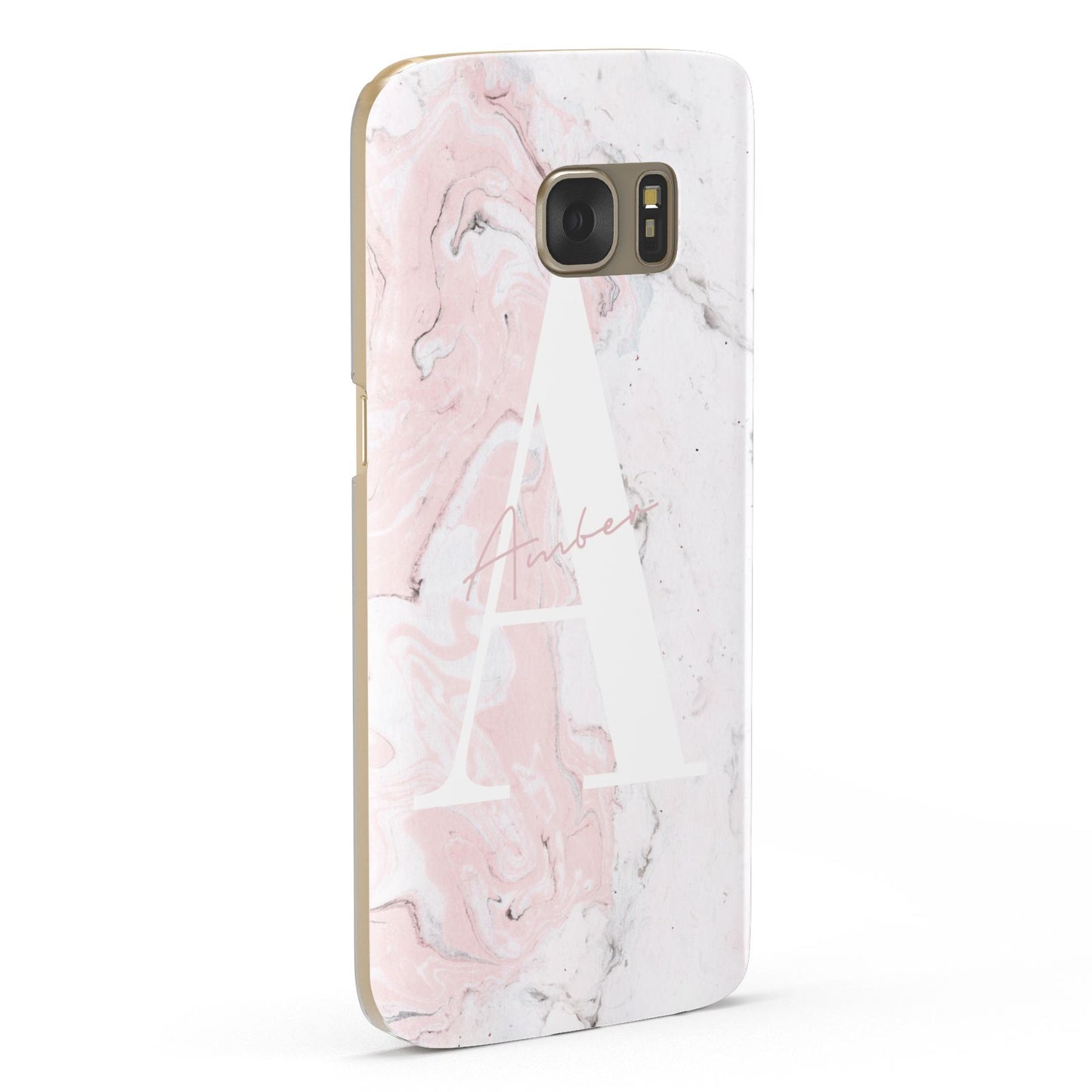 Monogrammed Pink White Ink Marble Samsung Galaxy Case Fourty Five Degrees