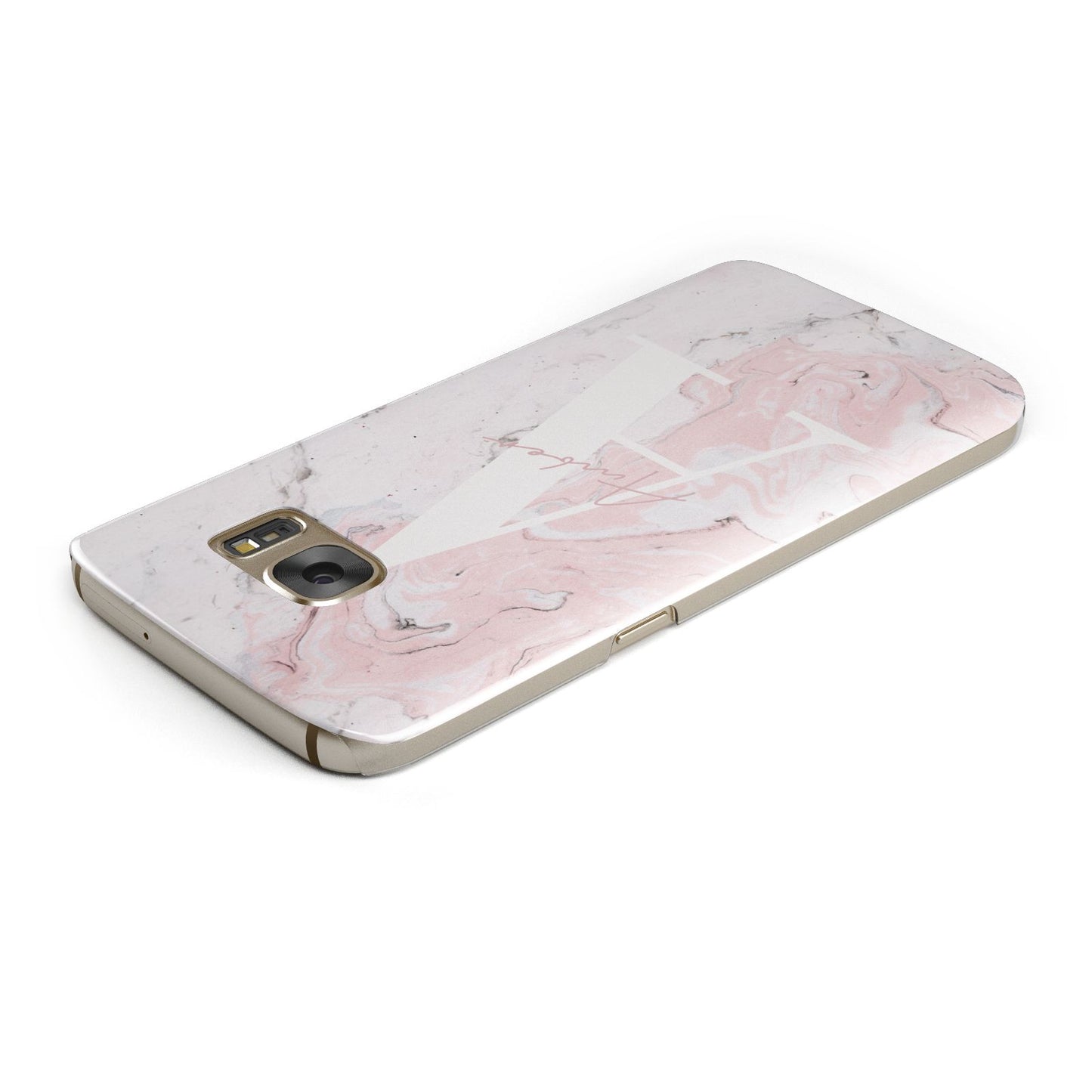 Monogrammed Pink White Ink Marble Samsung Galaxy Case Top Cutout