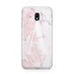 Monogrammed Pink White Ink Marble Samsung Galaxy J3 2017 Case
