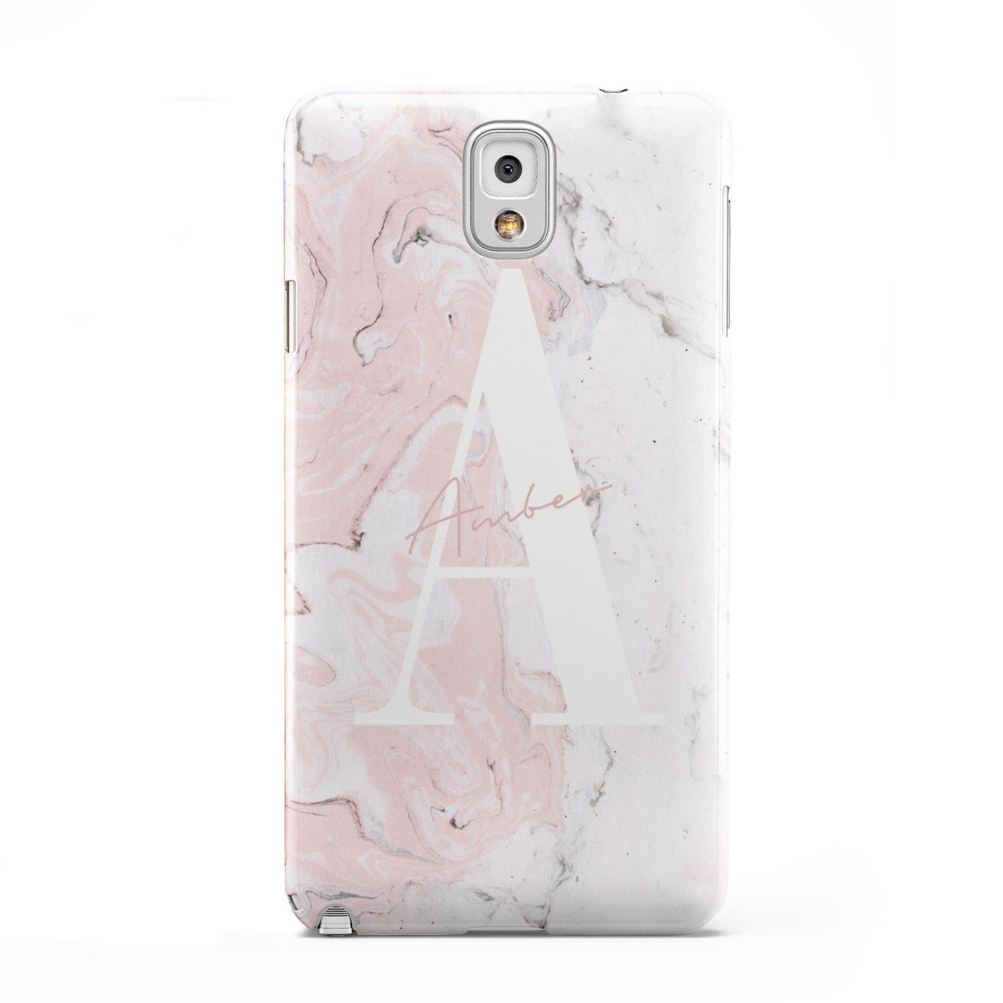 Monogrammed Pink White Ink Marble Samsung Galaxy Note 3 Case