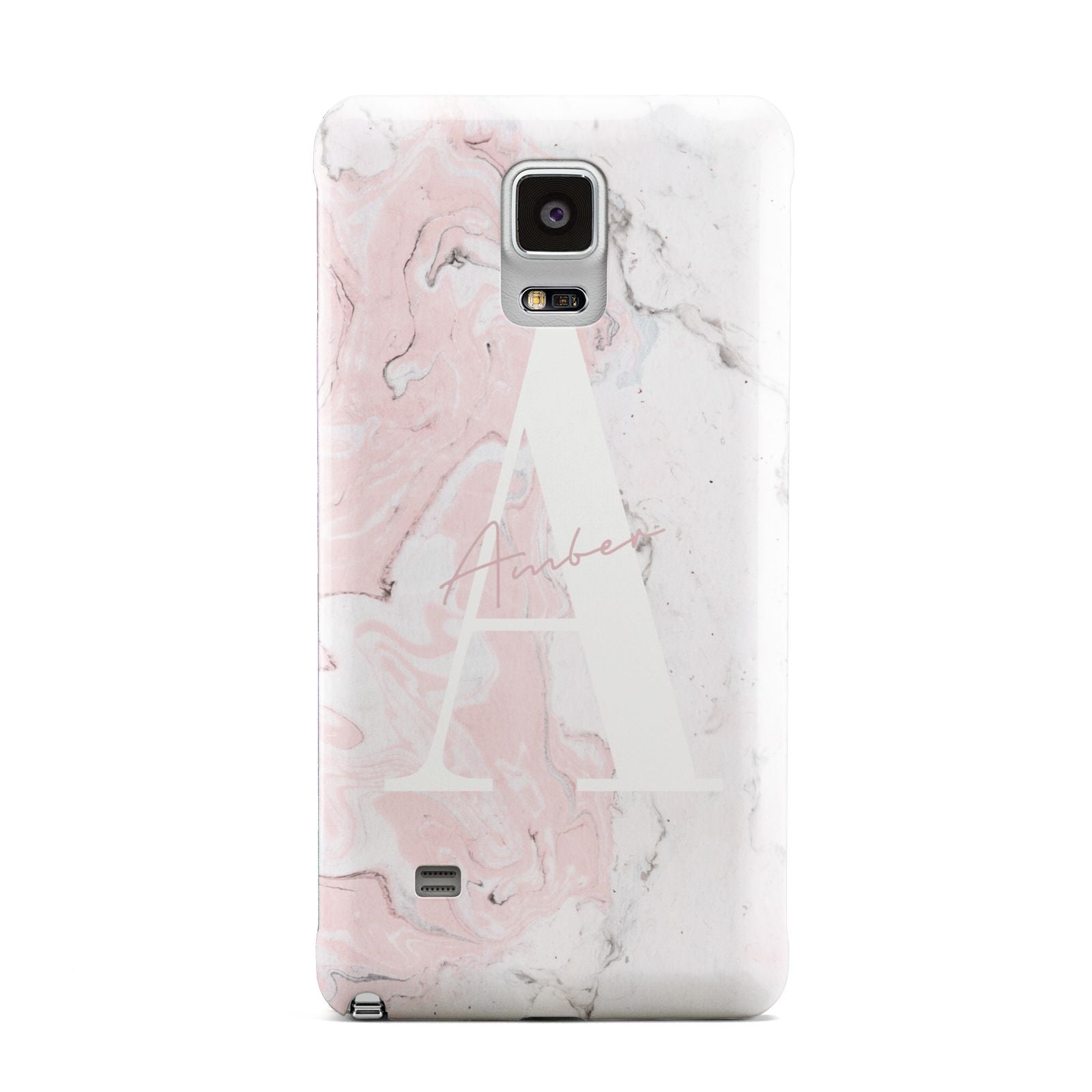 Monogrammed Pink White Ink Marble Samsung Galaxy Note 4 Case