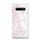 Monogrammed Pink White Ink Marble Samsung Galaxy S10 Plus Case