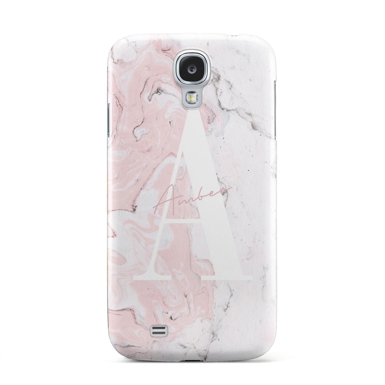Monogrammed Pink White Ink Marble Samsung Galaxy S4 Case
