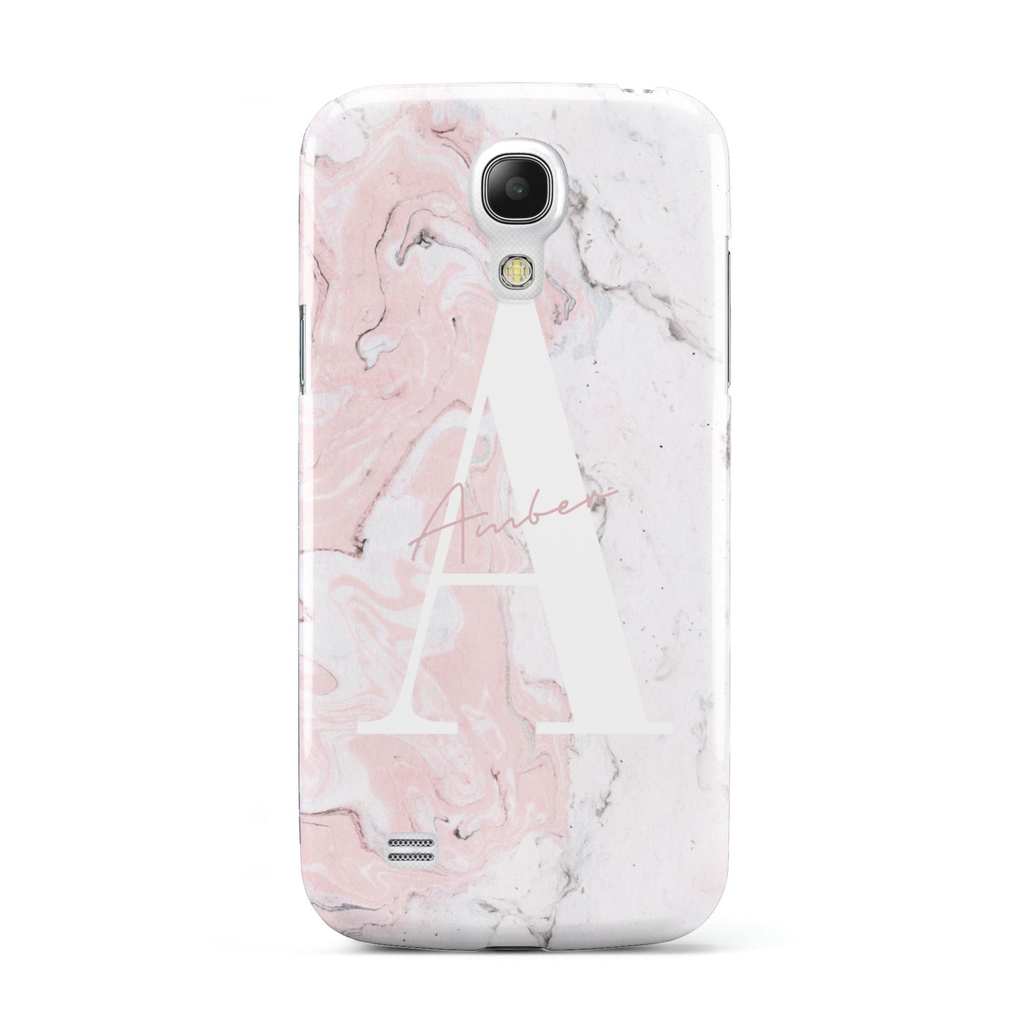 Monogrammed Pink White Ink Marble Samsung Galaxy S4 Mini Case