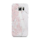 Monogrammed Pink White Ink Marble Samsung Galaxy S6 Edge Case