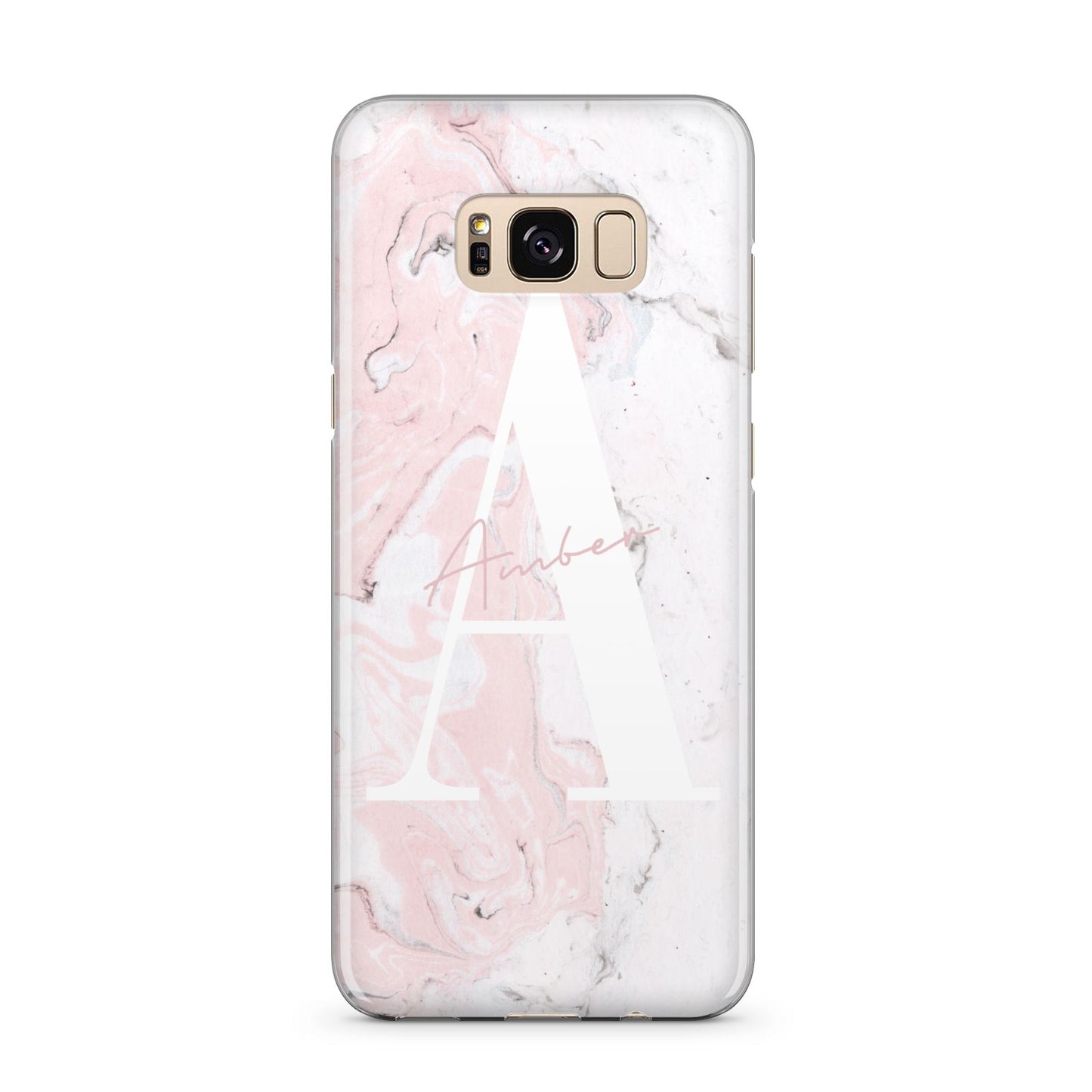 Monogrammed Pink White Ink Marble Samsung Galaxy S8 Plus Case