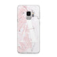 Monogrammed Pink White Ink Marble Samsung Galaxy S9 Case