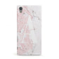 Monogrammed Pink White Ink Marble Sony Xperia Case