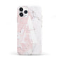 Monogrammed Pink White Ink Marble iPhone 11 Pro 3D Tough Case