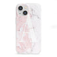 Monogrammed Pink White Ink Marble iPhone 13 Mini Clear Bumper Case