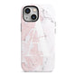 Monogrammed Pink White Ink Marble iPhone 13 Mini Full Wrap 3D Tough Case
