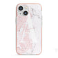 Monogrammed Pink White Ink Marble iPhone 13 Mini TPU Impact Case with Pink Edges