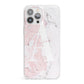 Monogrammed Pink White Ink Marble iPhone 13 Pro Max Clear Bumper Case