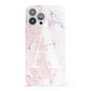 Monogrammed Pink White Ink Marble iPhone 13 Pro Max Full Wrap 3D Snap Case