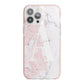 Monogrammed Pink White Ink Marble iPhone 13 Pro Max TPU Impact Case with Pink Edges