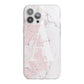 Monogrammed Pink White Ink Marble iPhone 13 Pro Max TPU Impact Case with White Edges