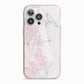 Monogrammed Pink White Ink Marble iPhone 13 Pro TPU Impact Case with Pink Edges