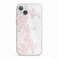 Monogrammed Pink White Ink Marble iPhone 13 TPU Impact Case with White Edges