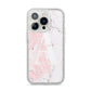 Monogrammed Pink White Ink Marble iPhone 14 Pro Glitter Tough Case Silver