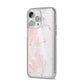 Monogrammed Pink White Ink Marble iPhone 14 Pro Max Glitter Tough Case Silver Angled Image