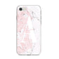 Monogrammed Pink White Ink Marble iPhone 8 Bumper Case on Silver iPhone