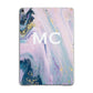 Monogrammed Purple Gold Glitter Marble Apple iPad Grey Case