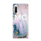 Monogrammed Purple Gold Glitter Marble Sony Xperia 10 III Case