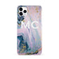 Monogrammed Purple Gold Glitter Marble iPhone 11 Pro Max 3D Snap Case