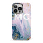 Monogrammed Purple Gold Glitter Marble iPhone 13 Pro Full Wrap 3D Tough Case