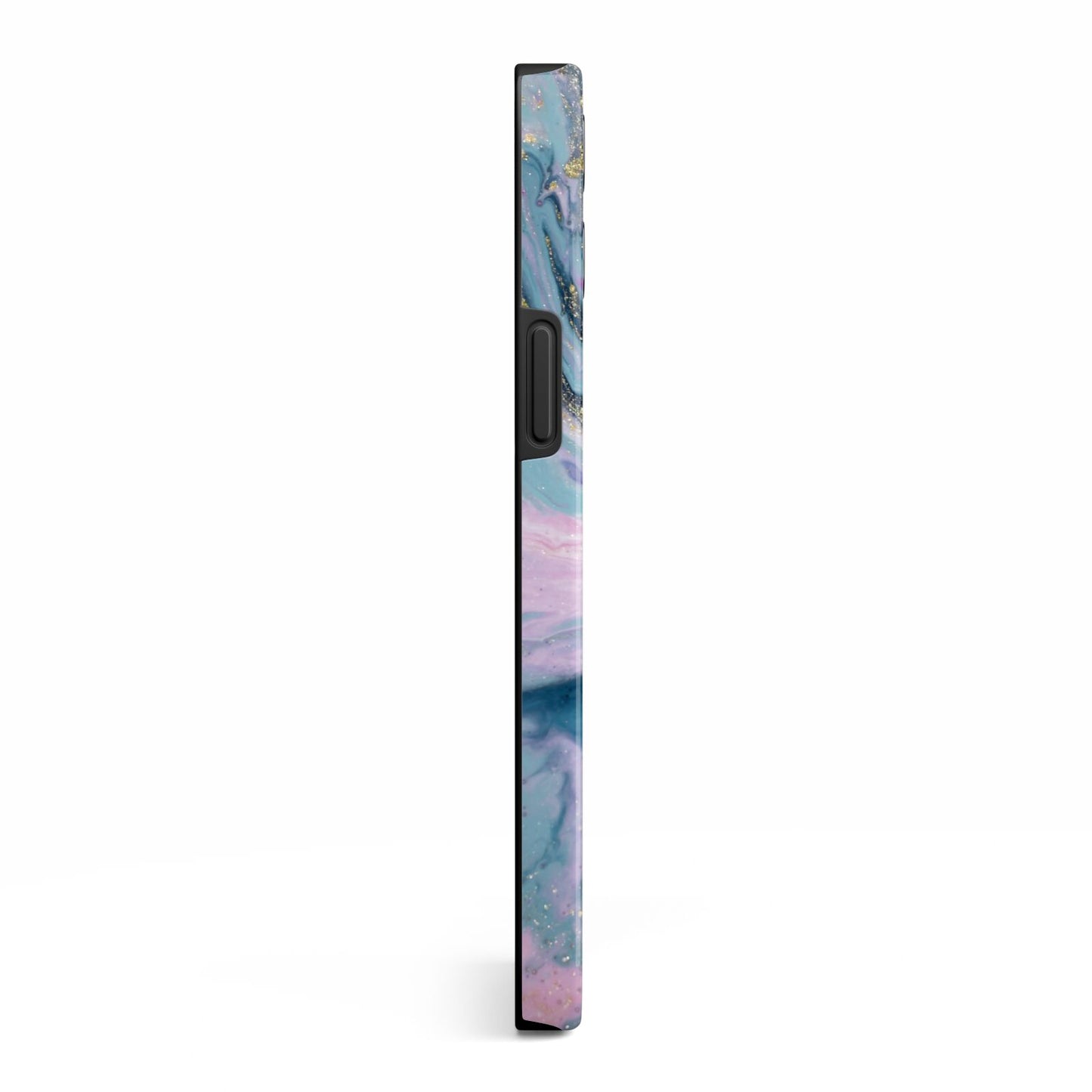 Monogrammed Purple Gold Glitter Marble iPhone 13 Pro Max Side Image 3D Tough Case