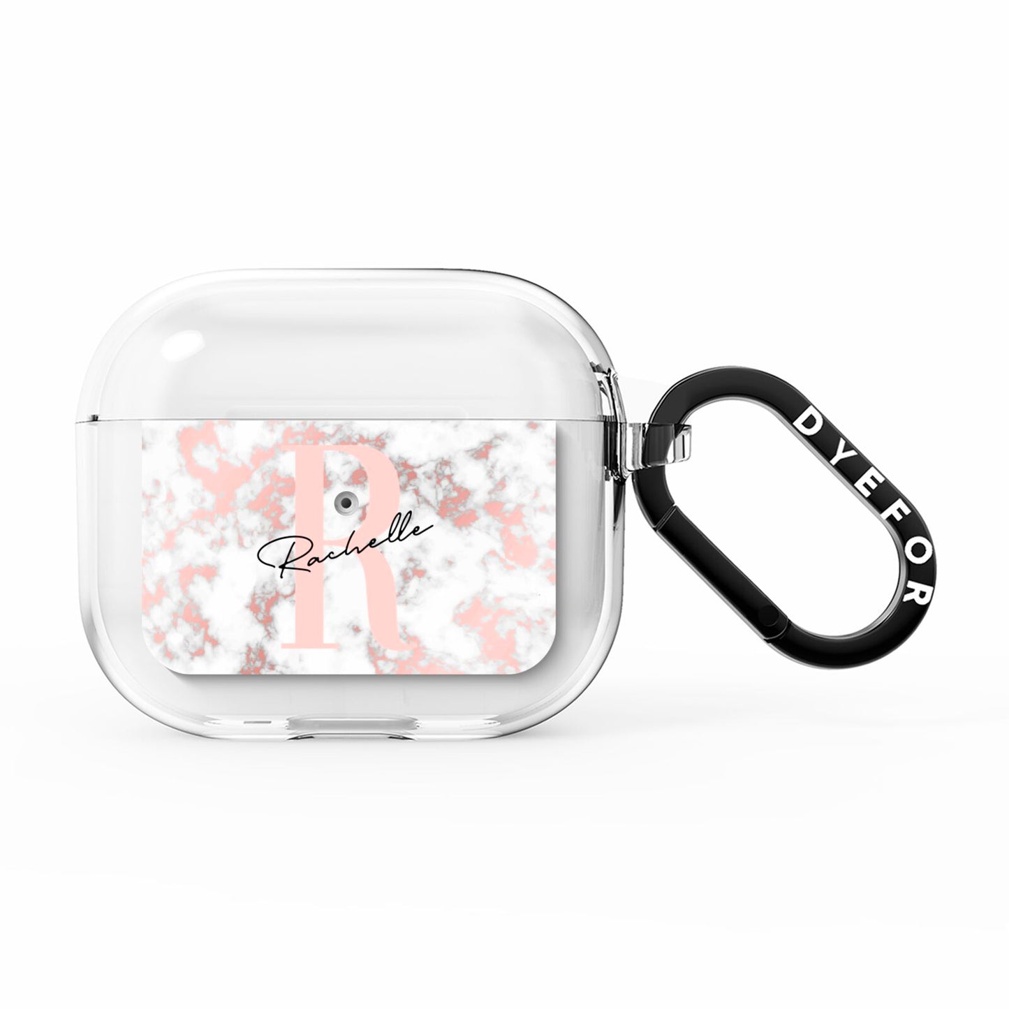 Monogrammed Rose Gold Marble AirPods Clear Case 3rd Gen