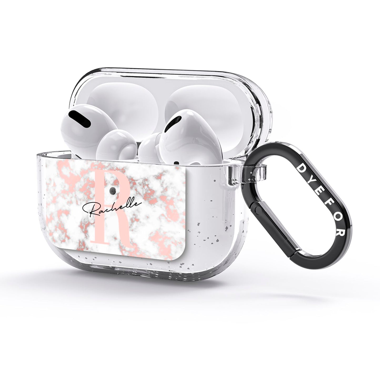 Monogrammed Rose Gold Marble AirPods Glitter Case 3rd Gen Side Image
