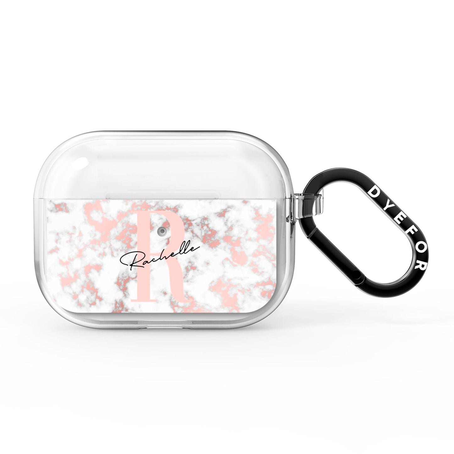 Monogrammed Rose Gold Marble AirPods Pro Clear Case