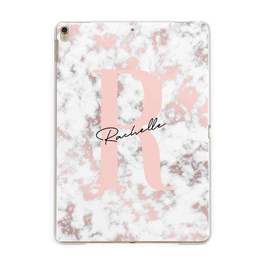 Monogrammed Rose Gold Marble Apple iPad Gold Case