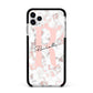 Monogrammed Rose Gold Marble Apple iPhone 11 Pro Max in Silver with Black Impact Case