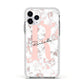 Monogrammed Rose Gold Marble Apple iPhone 11 Pro in Silver with White Impact Case