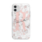 Monogrammed Rose Gold Marble Apple iPhone 11 in White with Bumper Case