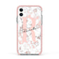 Monogrammed Rose Gold Marble Apple iPhone 11 in White with Pink Impact Case