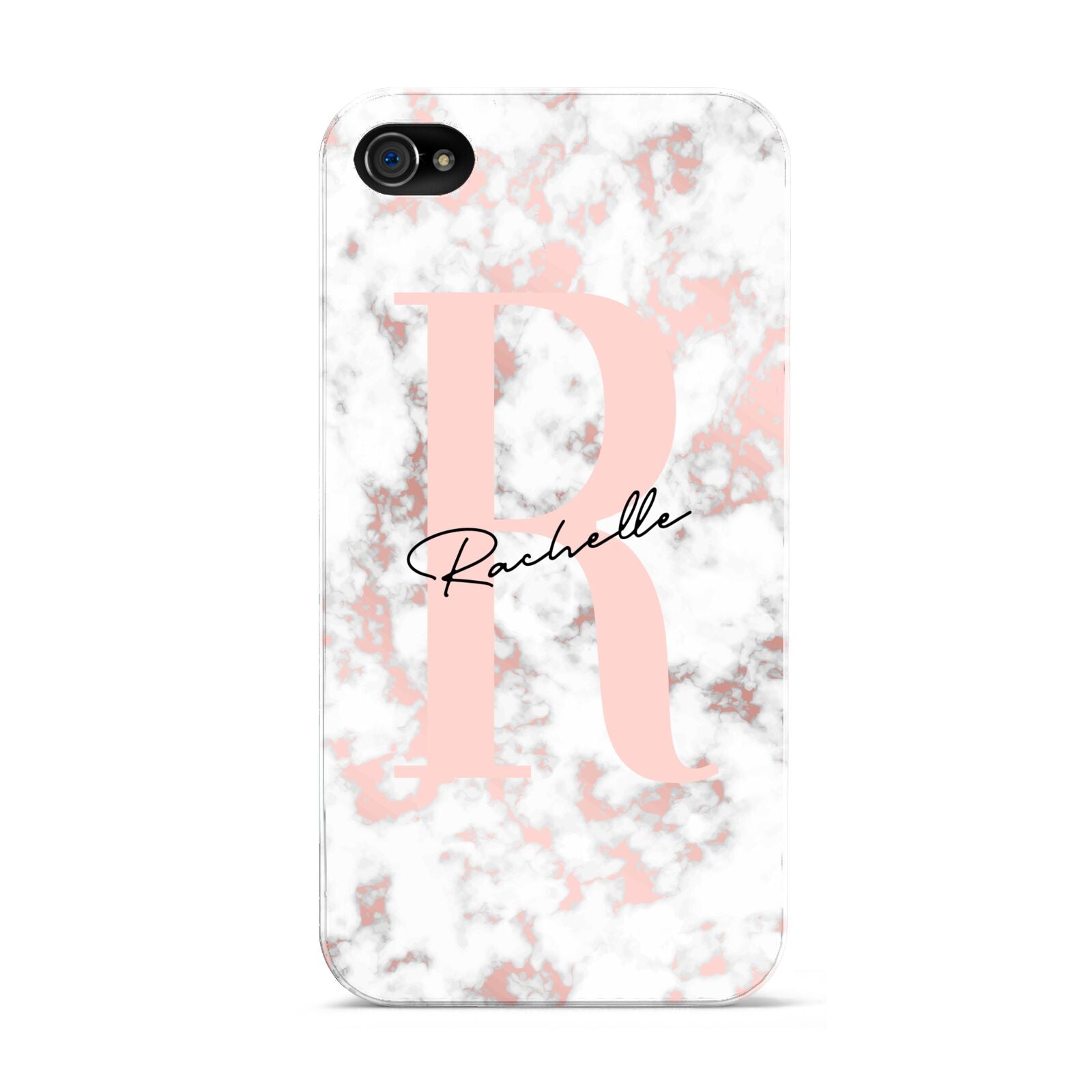 Monogrammed Rose Gold Marble Apple iPhone 4s Case